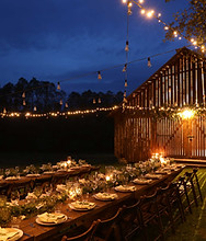 Rustic outdoor evening wedding