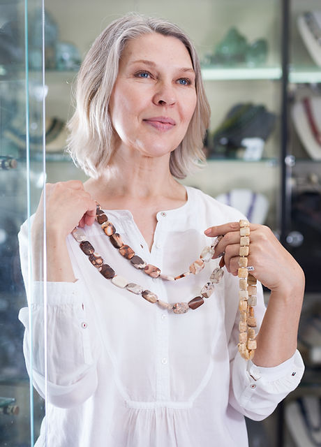 Trying on a Necklace