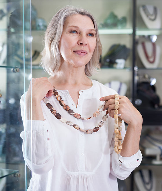 Trying on a Necklace