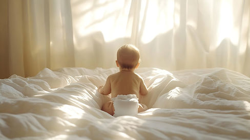 Baby on White Bed