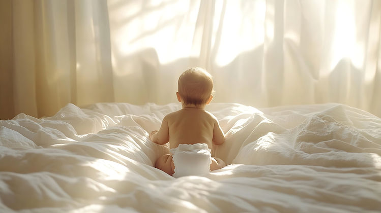 Baby on White Bed