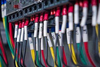 industrial electrical control panel with different type of wires