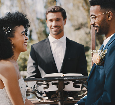 Outdoor wedding ceremony scene