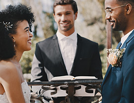 Outdoor wedding ceremony scene