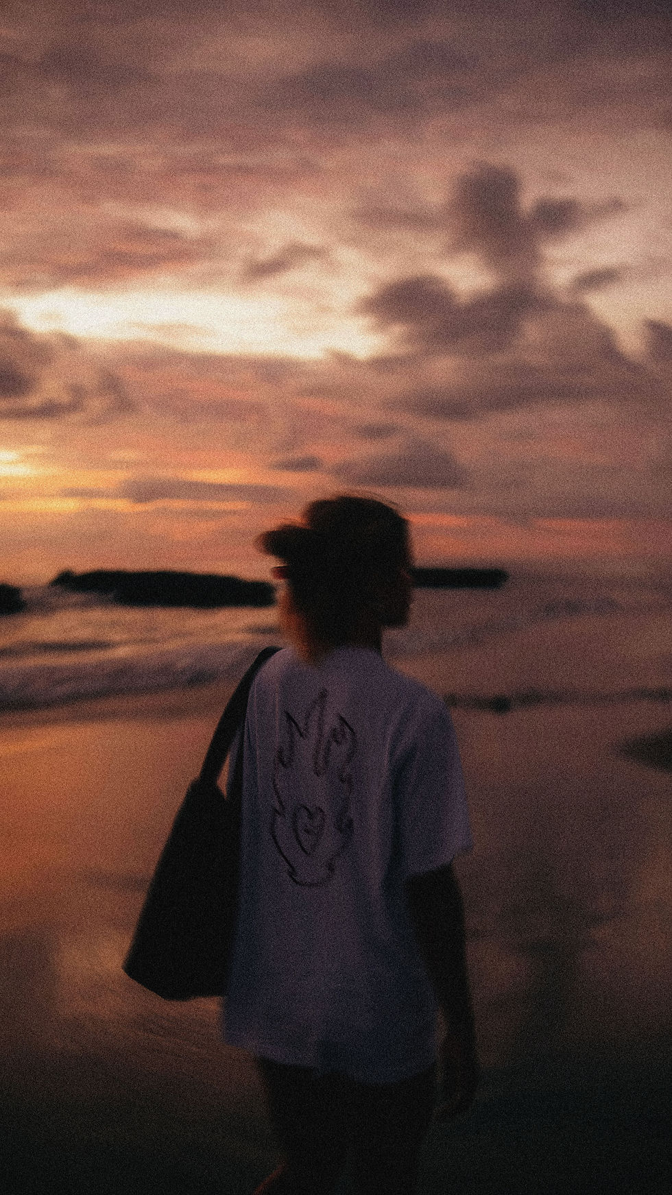 Silhouette at sunset beach