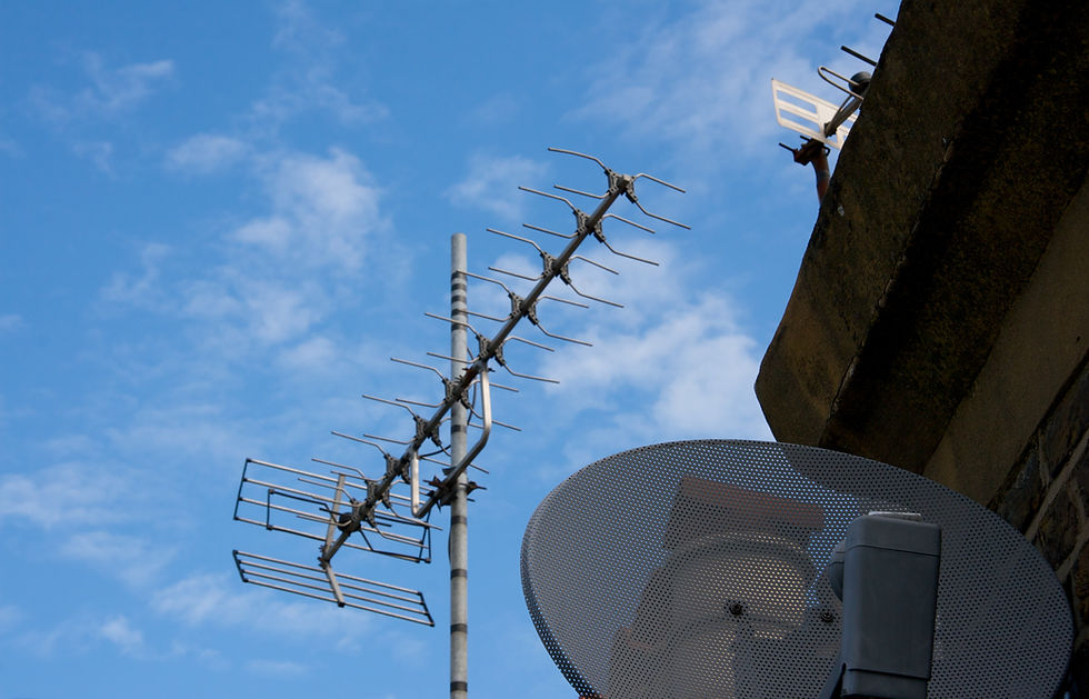 a satellite dish and antenna
