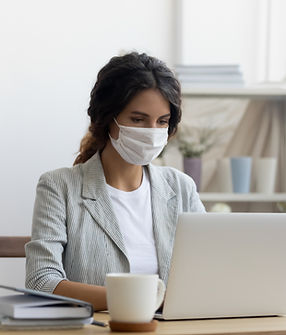 Femme affaires, à, masque