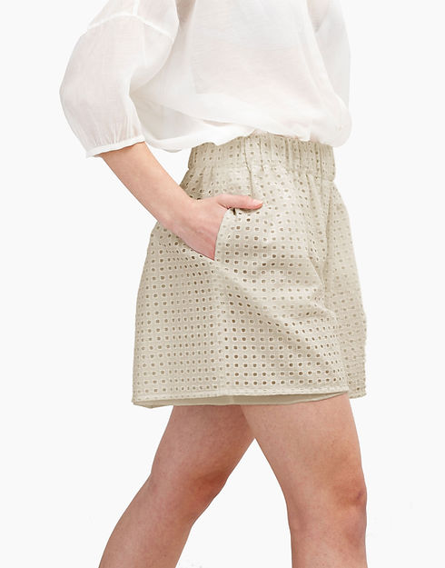 Beige Eyelet Shorts