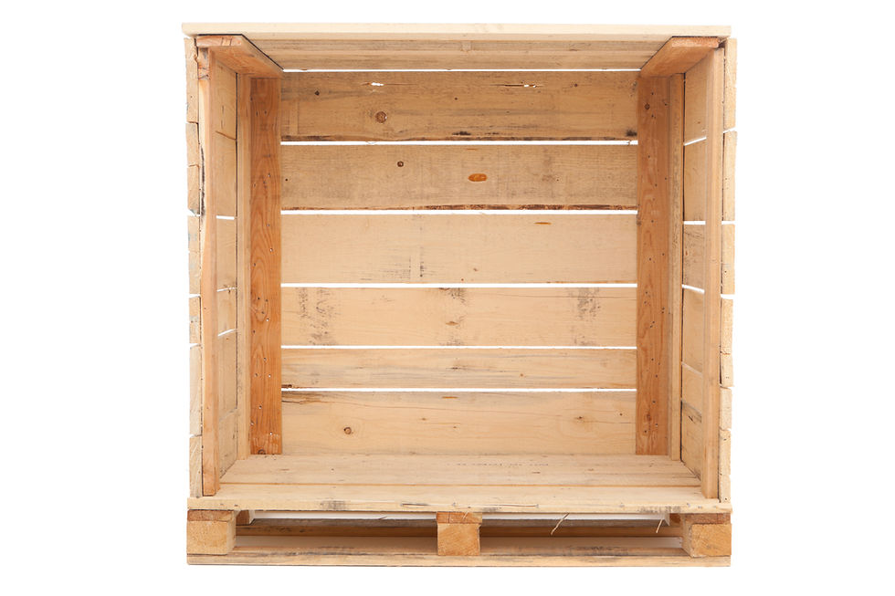 Empty wooden crate with a white background