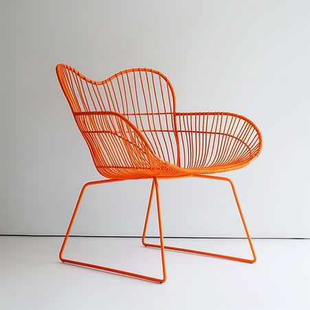 Chaise moderne en fil de fer orange