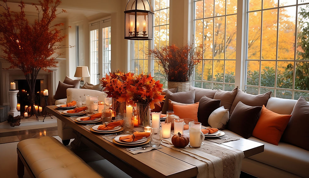 Autumn Table Setting with elegant table setting with natural light