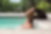 Woman relaxing by pool