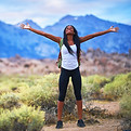 Woman in desert hiking