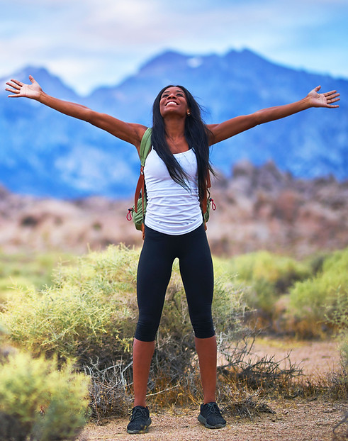 Woman in desert hiking
