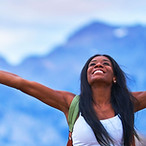 Woman in desert hiking