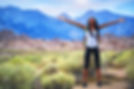 Woman in desert hiking