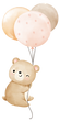 かわいいクマが風船をもって浮かんでる