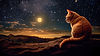 Gatto sotto il cielo stellato