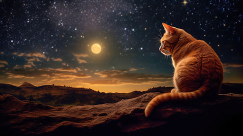 星空の下の猫
