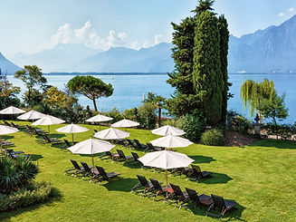 Deck chairs at lake