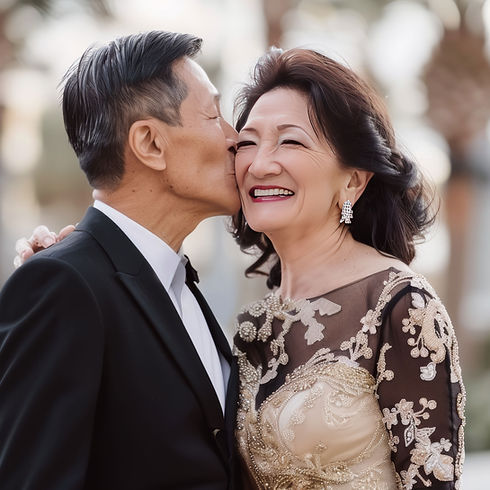 Joyful Wedding Kiss