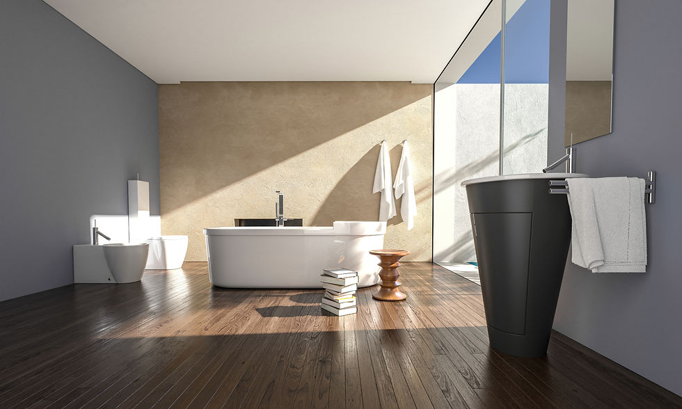 Luxury bathroom with freestanding bathtub and bespoke design in Henley-on-Thames.