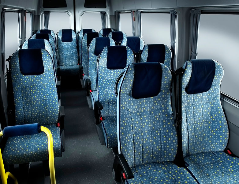 Interior of minibus passenger compartment with seats