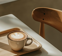 Café sobre mesa de madera