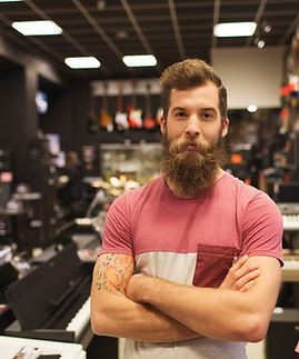 Person in a music shop