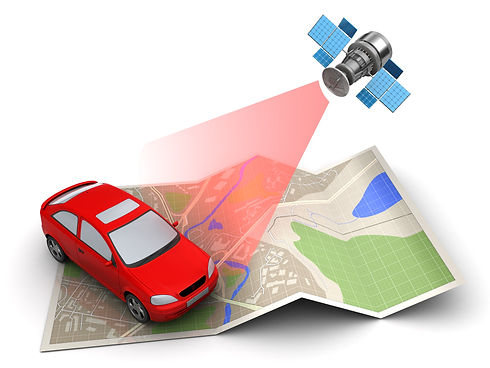 3d illustration of car location tracking with satellite navigation