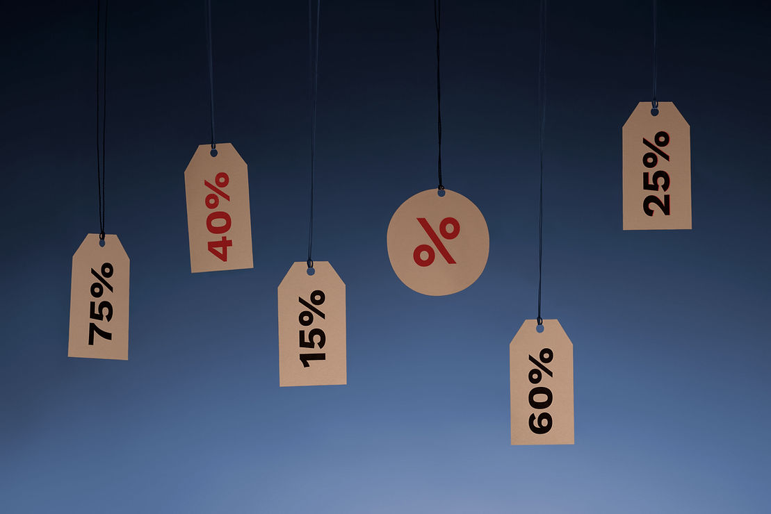 Exhibición de etiquetas de descuento