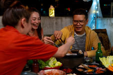 Friends Eating Dinner Together