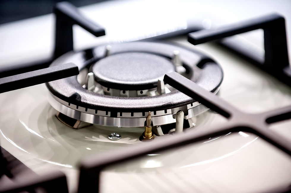 Gas stove burner with auto ignition, close up shot