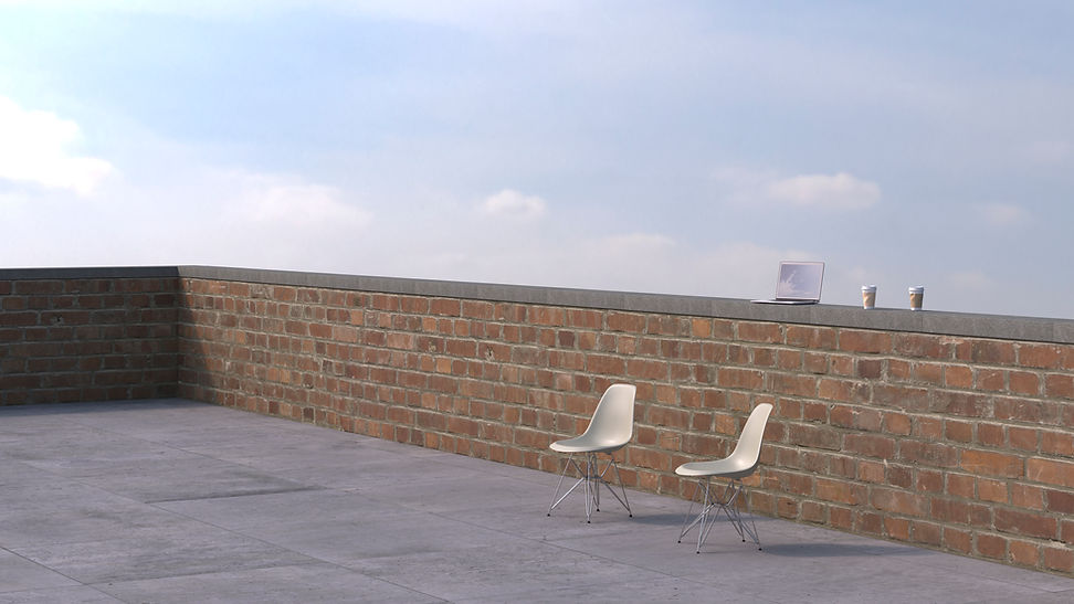 Two chairs on rooftop terrace