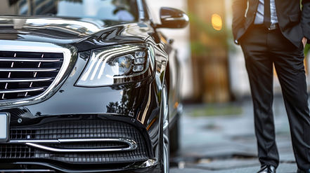 Luxury Car and Businessman representing Concierge Car Buyer’s White Glove Service for premium car buying and selling
