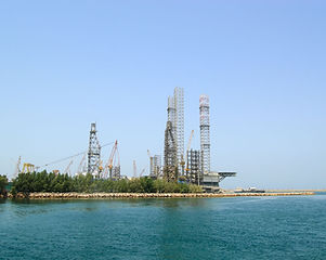 Oil drilling site at the shore, Sharjah, United Arab Emirates