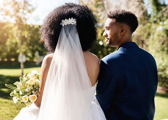 Wedding couple outdoors