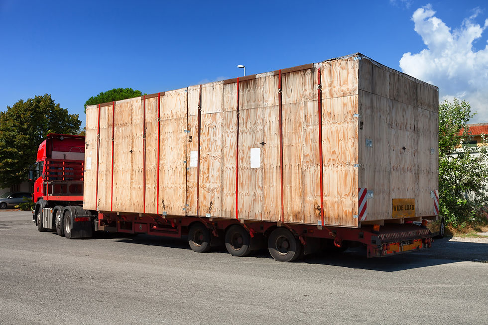 wooden crate on oversize load truck shipment; Shutterstock ID 153722693; PO: N/A; Job: RD
