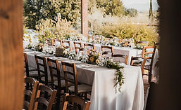 Outdoor wedding reception tables
