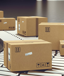 Cajas sobre rodillo transportador