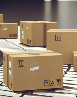 Boxes on Conveyor Roller