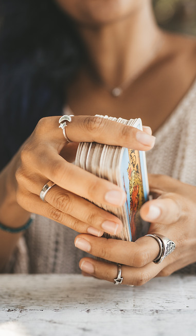 Tarot cards ready for a one-to-one spiritual guidance session