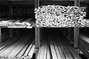 group of metal stock with different size in warehouse
