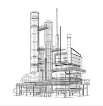 Boceto de edificio industrial