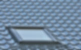 Roof window on a grey tiled rooftop, large detailed loft skylight background, diagonal roo