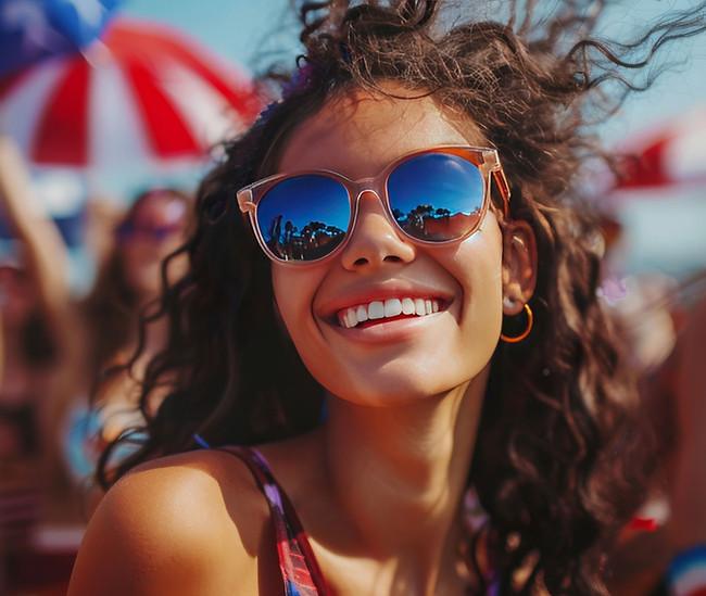 Smiling Woman Celebrating