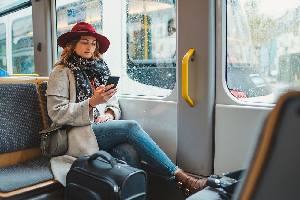 Person sitting in tram