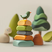 Colorful Wooden Bird Figurine