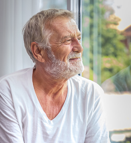 Closeup of an older person