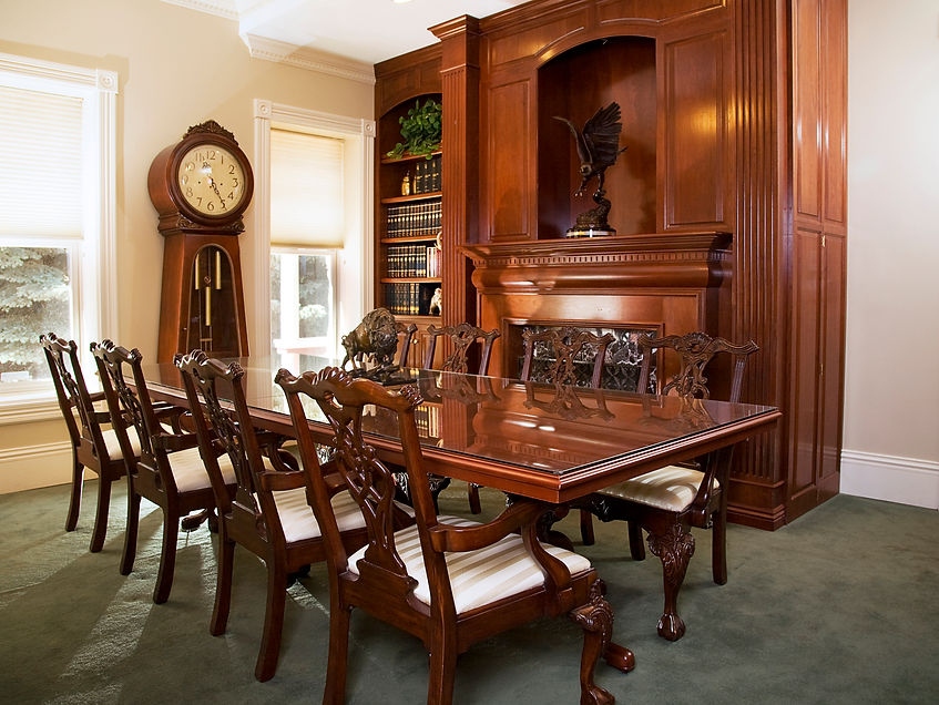 A formal dining room in an antique home
